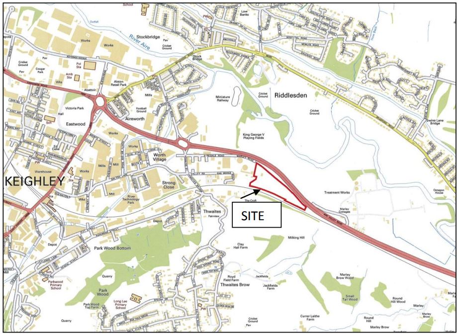 This map shows the location of the site